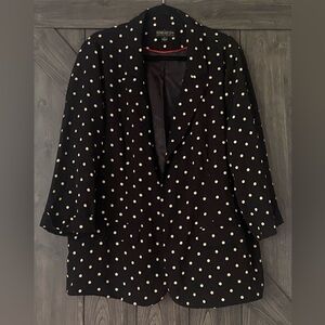 Black and Cream polka dot Forever 21+ open blazer, NWOT, sz 3X